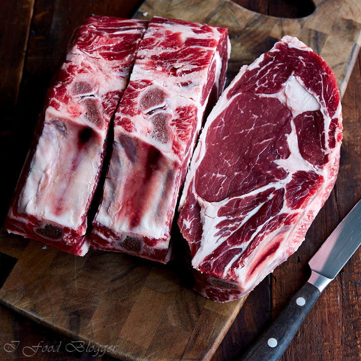 Raw ribeye steaks