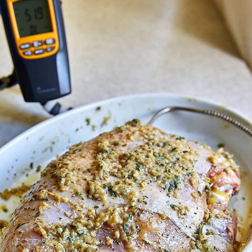 Roasted turkey breast - insert a BBQ thermometer into the turkey breast. | ifoodblogger.com