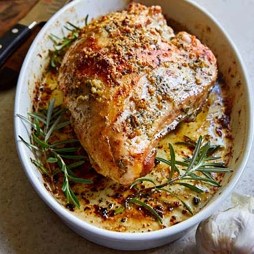 Roasted Turkey Breast with Garlic, Butter and Herbs