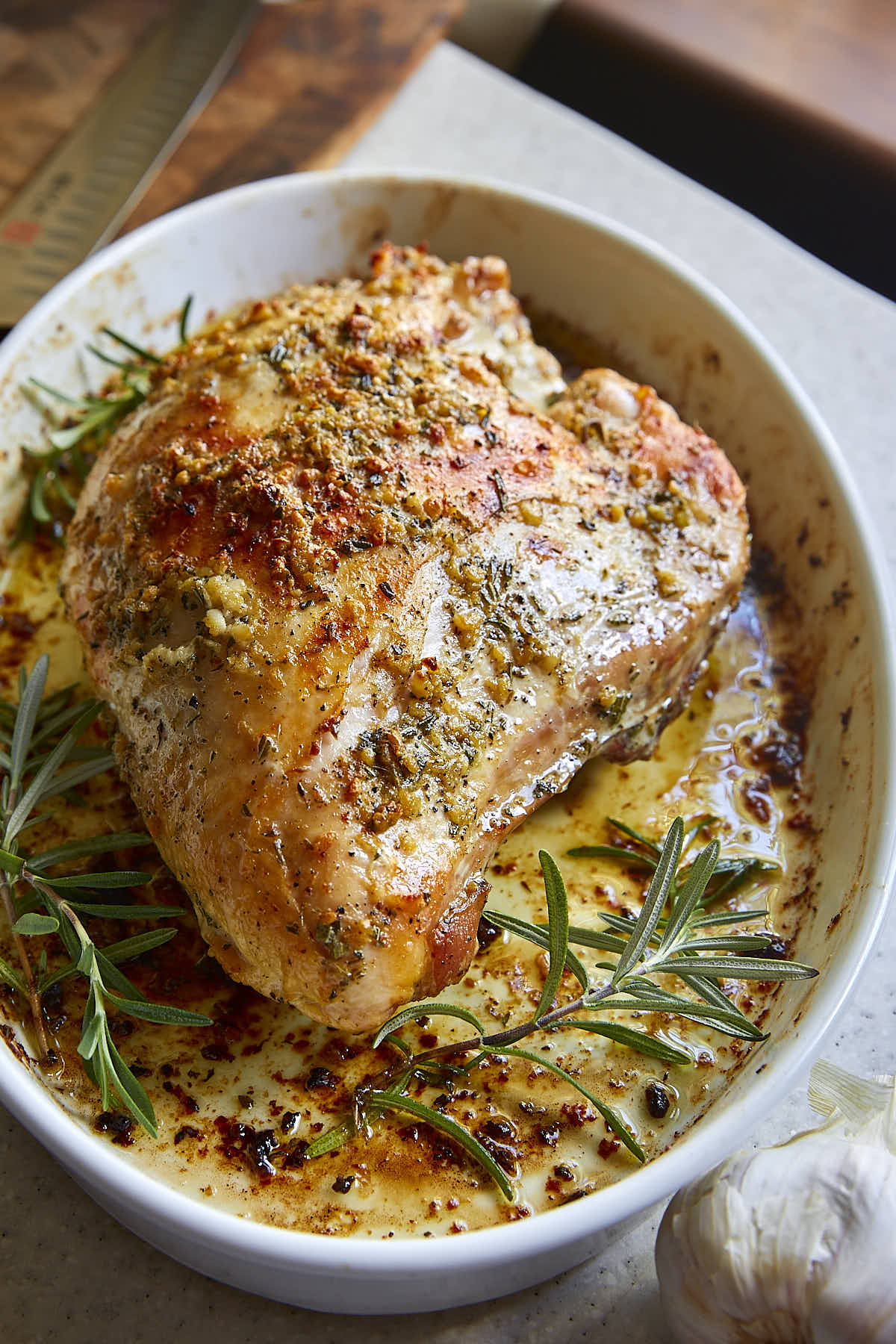 Roasted turkey breast, infused with garlic and herb
