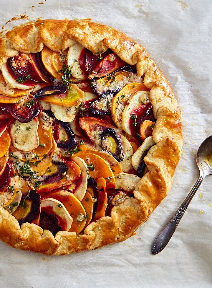 Roasted Vegetable Galette on parchment paper.