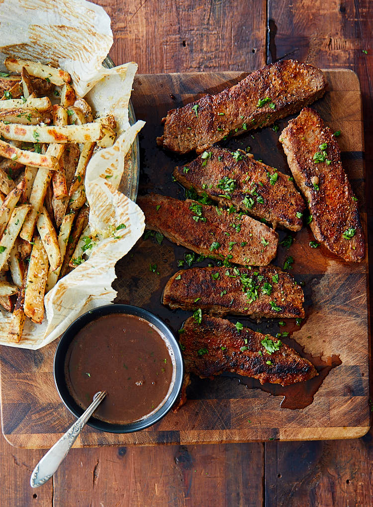 Tri-Tip Steak served with truffle fries and red wine sauce