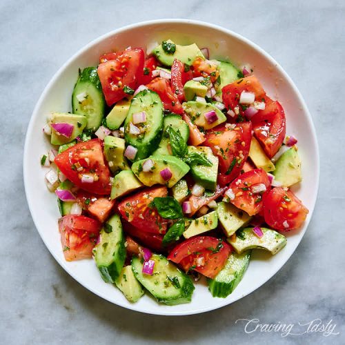 Tomato, Cucumber and Avocado Salad