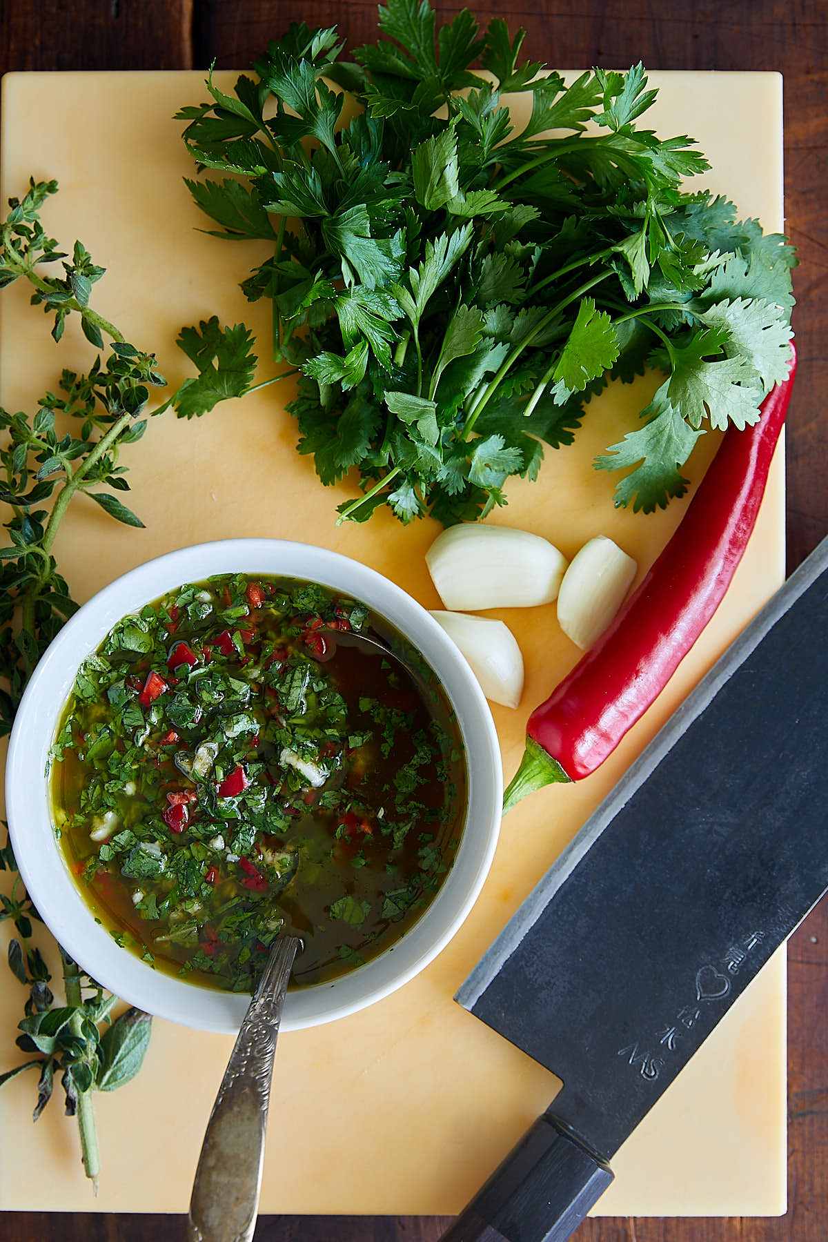 Cilantro Chimichurri with fresh parsley next to it.