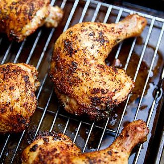 Crispy-skinned and fall-off-the-bone tender oven roasted chicken leg quarters. Very easy to make and perfect every time. | ifoodblogger.com