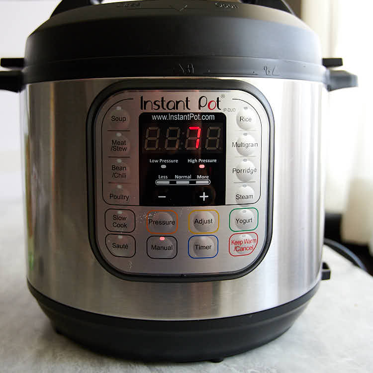 Instant pot setting pressure time to 7 minutes.