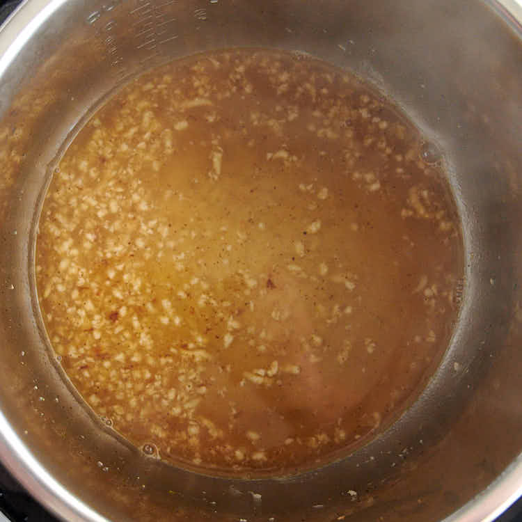 Honey, garlic inside Instant Pot.