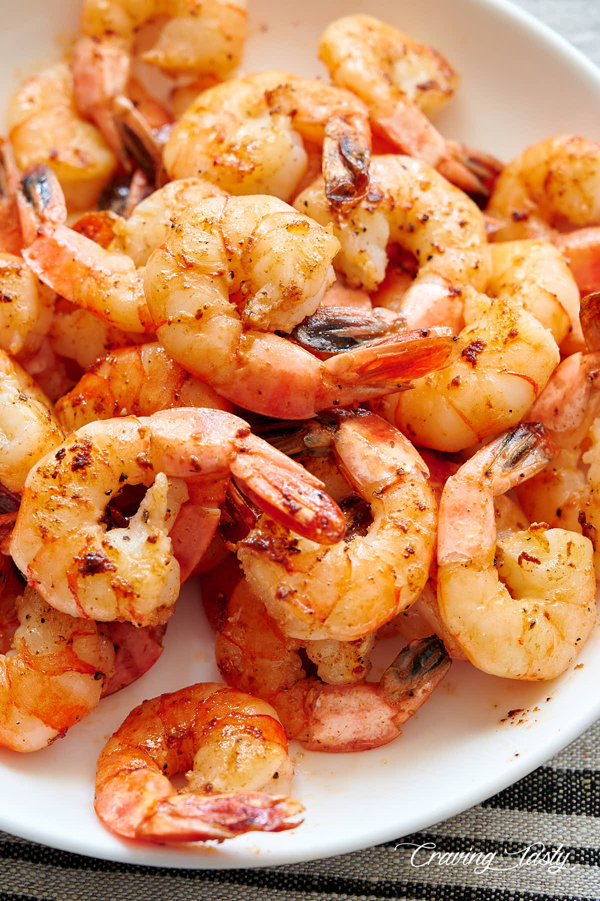 Pan-seared shrimp in a bowl.