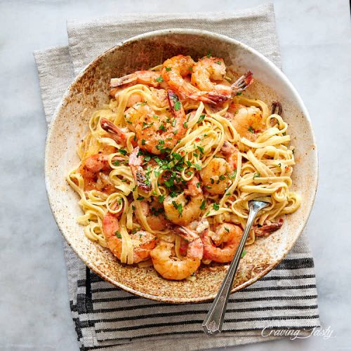 Garlic Butter Shrimp Pasta - Craving Tasty