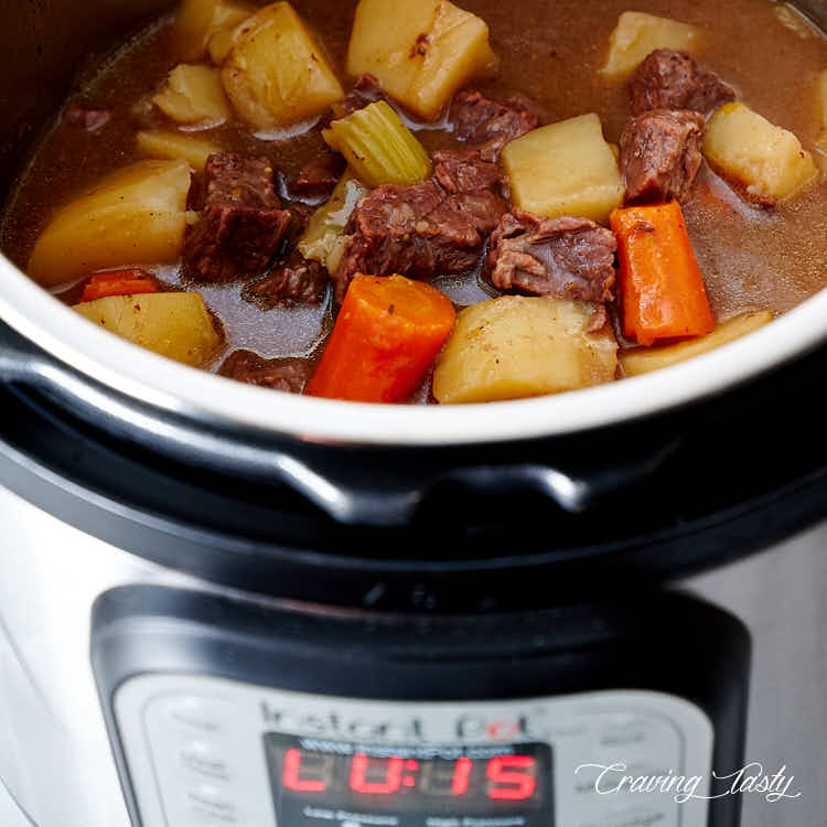 Beef stew in Instant Pot.