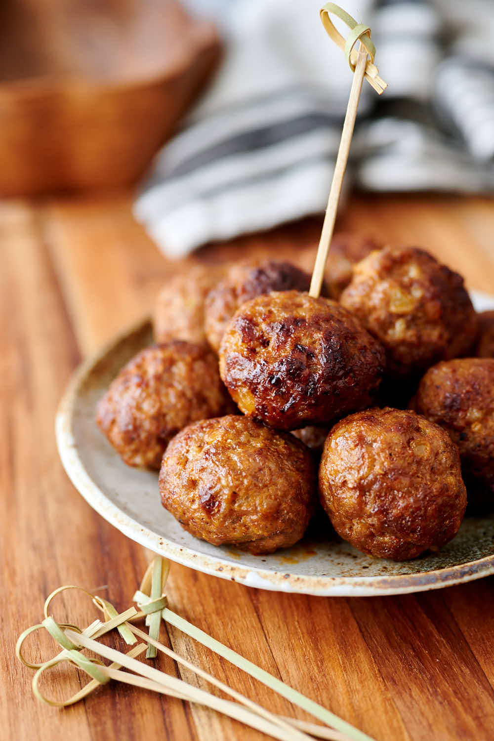 pork meatballs on a platter