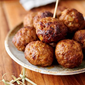 pork meatballs on a platter