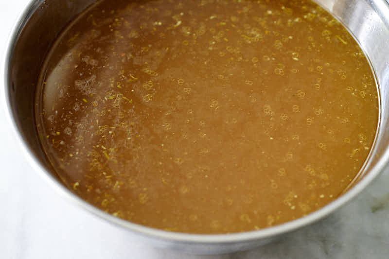 chicken broth in a bowl