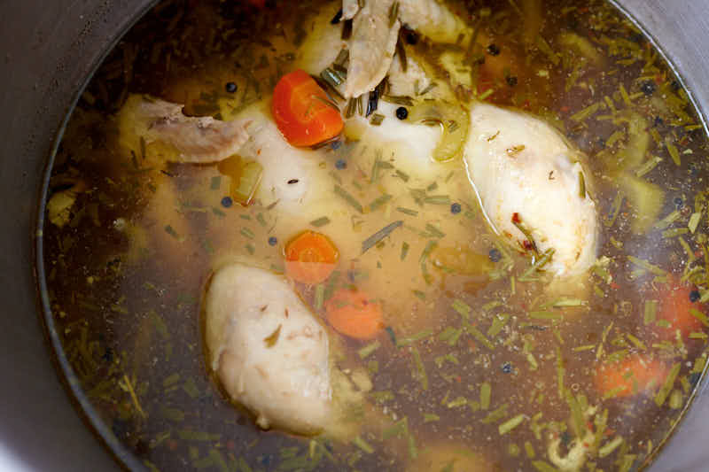 Making chicken Broth for Chicken Bog