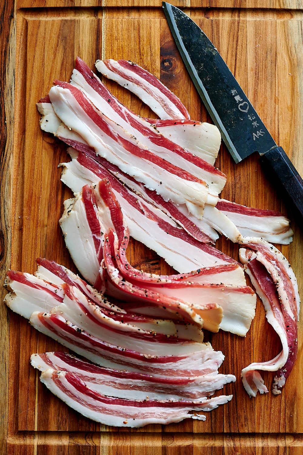 Thick cut bacon slices.