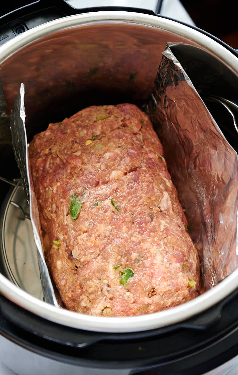 Meatloaf inside Instant Pot.