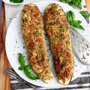 Air Fryer zucchini stuffed with tuna and olives
