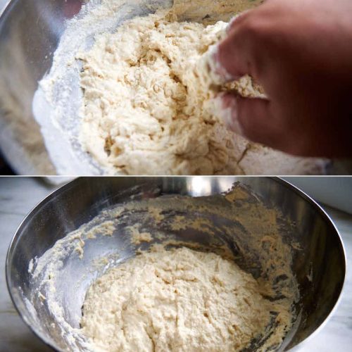 Mixing air fryer focaccia dough